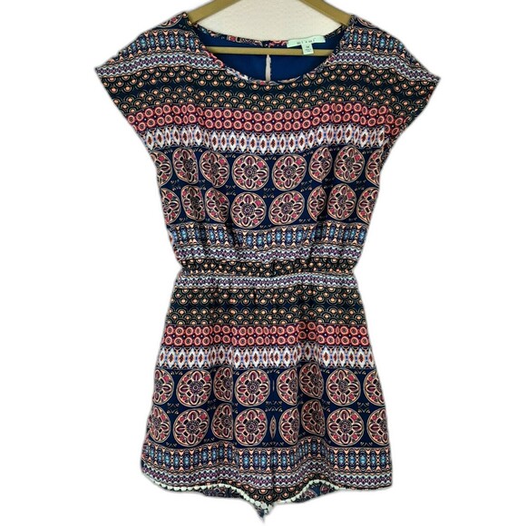 Miami Junior Romper Boho Short Sleeve Made in USA Spring Summer Size M - Picture 1 of 10